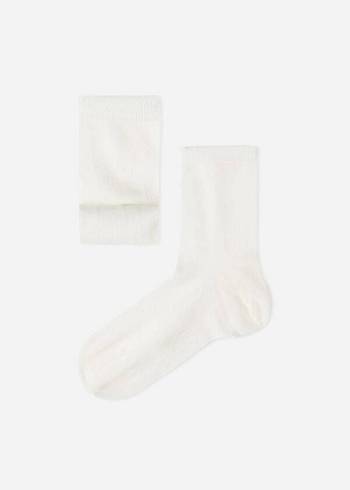 Kids' Calzedonia Cashmere Blend Short Socks White | IE3092JJ