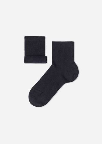 Kids' Calzedonia Cashmere Blend Short Socks Blue | IE3166FM