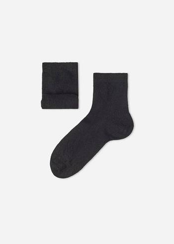 Kids' Calzedonia Cashmere Blend Short Socks Black | IE3167DN