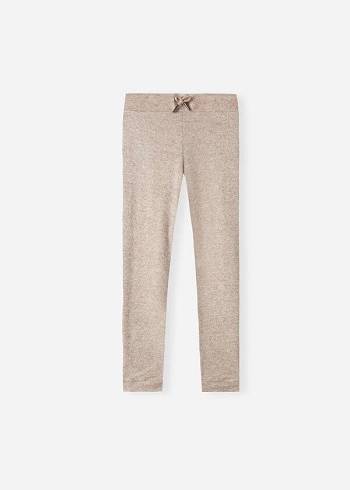 Kids' Calzedonia Cashmere Blend Stretch Sport Leggings Beige | IE3122FM