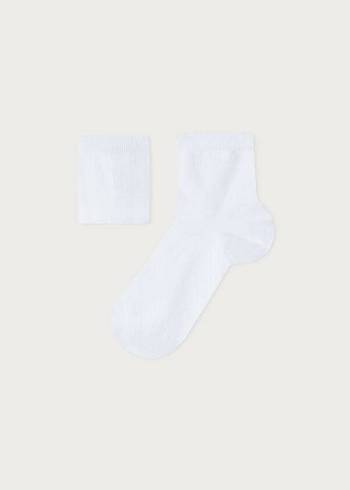 Kids' Calzedonia Cotton with Fresh Feet Breathable Material Short Socks White | IE3104TV