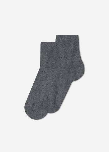 Kids' Calzedonia Cotton with Fresh Feet Breathable Material Short Socks Grey | IE3177EX