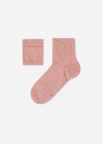 Kids' Calzedonia Cotton with Fresh Feet Breathable Material Short Socks Pink | IE3178WY