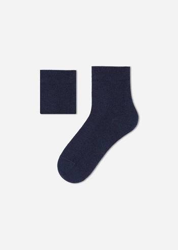 Kids' Calzedonia Cotton with Fresh Feet Breathable Material Short Socks Navy | IE3179QZ