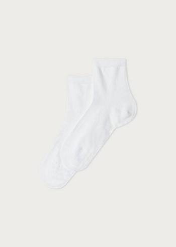 Kids' Calzedonia Light Cotton Short Socks White | IE3113CE