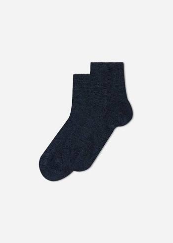 Kids' Calzedonia Light Cotton Short Socks Blue | IE3184CE