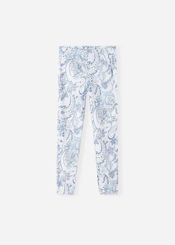 Kids' Calzedonia Paisley-Print Denim Leggings White / Blue | IE3136MA