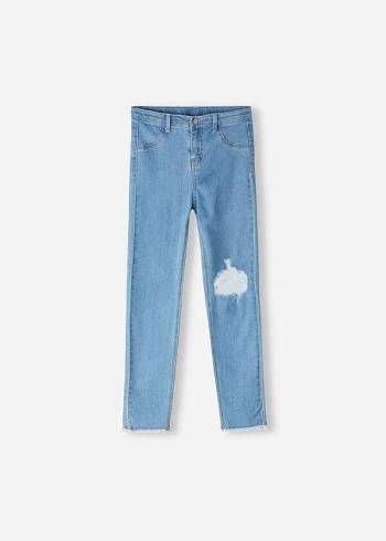 Kids' Calzedonia Ripped Stretch Skinny Leggings Blue | IE3138HK