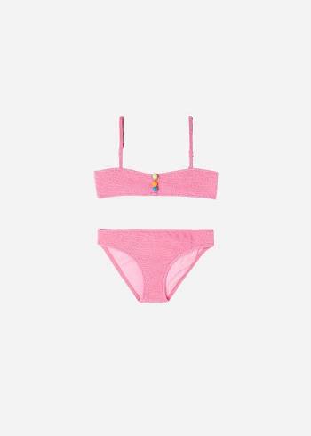 Kids' Calzedonia Two-Piece Bandeau San Diego Swimsuits Pink | IE3068GL