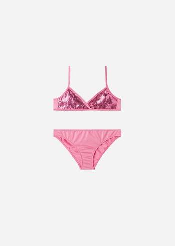 Kids' Calzedonia Two-Piece Tank-Style Cannes Swimsuits Pink | IE3077YU