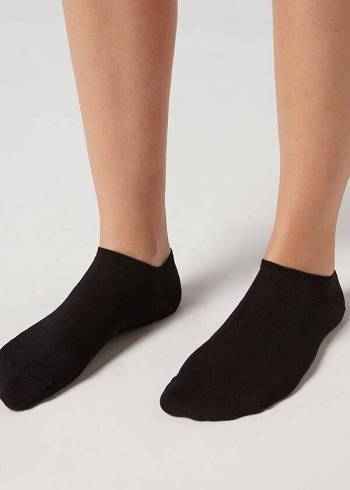 Men's Calzedonia Cotton No-show Socks Black | IE2896MA