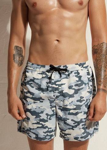 Men's Calzedonia Formentera Swim Trunks Black / White | IE2913PQ