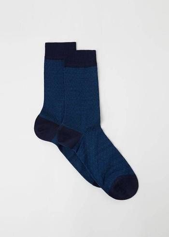 Men's Calzedonia Geometric Design Crew Socks Navy | IE2854HK