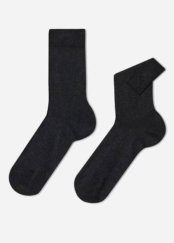 Men's Calzedonia Stretch Cotton Crew Socks Grey | IE2816OR