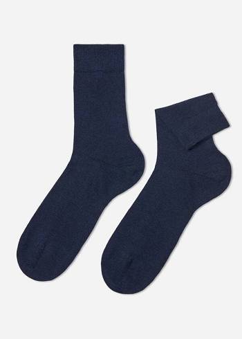 Men's Calzedonia Warm Cotton Crew Socks Navy | IE2840SO