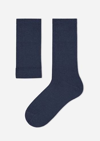 Men's Calzedonia with Cashmere Crew Socks Grey / Blue | IE2832LH