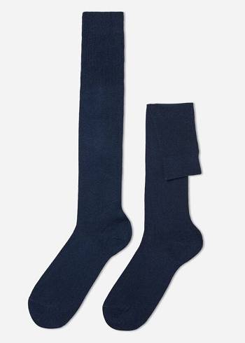 Men's Calzedonia with Cashmere Long Socks Navy | IE2786DN