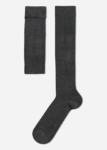 Men's Calzedonia with Cashmere Long Socks Grey / Blue | IE2789PQ