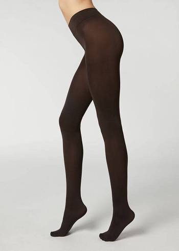 Women's Calzedonia 100 Denier Total Comfort Soft Touch Opaque Tights Coffee | IE1011MA