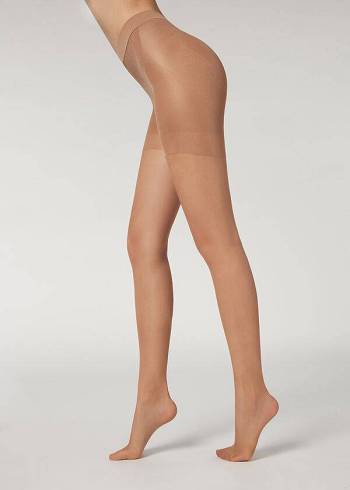 Women's Calzedonia 15 Denier Total Shaper Sheer Tights Brown | IE1138VD