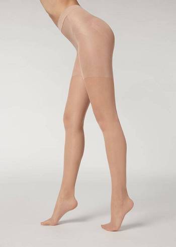 Women's Calzedonia 30 Denier Total Shaper Sheer Tights Beige | IE1191BC