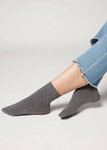 Women's Calzedonia 50 Denier Soft Touch Short Socks Grey | IE2324WY