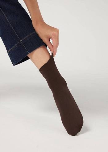 Women's Calzedonia 50 Denier Soft Touch Short Socks Coffee | IE2326MA