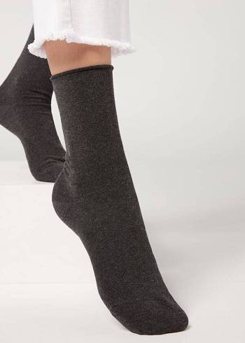 Women's Calzedonia Ankle with Cashmere Short Socks Grey / Black | IE2344IS