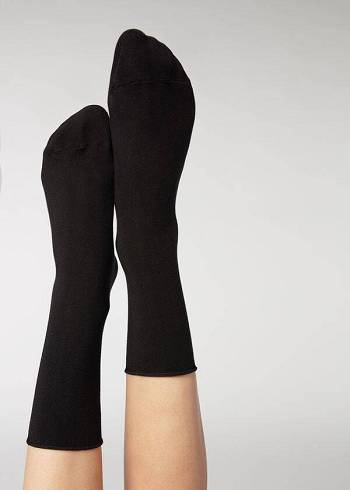 Women's Calzedonia Ankle with Cashmere Short Socks Black | IE2345UT