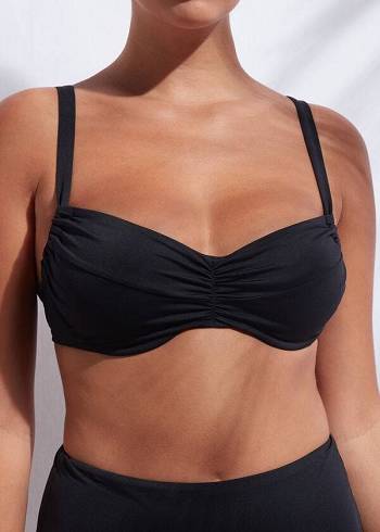 Women's Calzedonia Balconette Indonesia Bikini Tops Black | IE1664EX