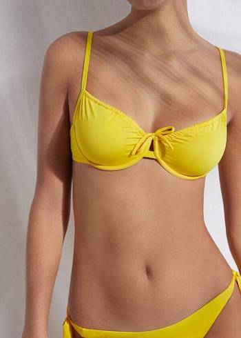 Women's Calzedonia Balconette Indonesia Eco Bikini Tops Yellow | IE1665RW