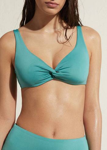 Women's Calzedonia Balconette Indonesia Eco Bikini Tops Turquoise | IE1667YU