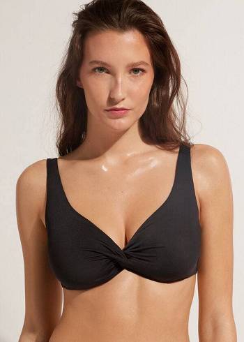 Women's Calzedonia Balconette Indonesia Eco cobey Bikini Tops Black | IE1671PQ