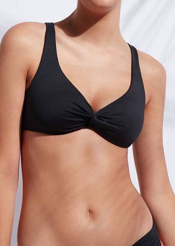 Women's Calzedonia Balconette Indonesia rosa Bikini Tops Black | IE1677HK