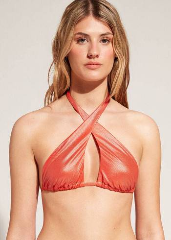 Women's Calzedonia Bandeau Antigua Bikini Tops Coral Orange | IE1685BC