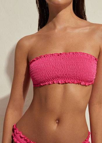 Women's Calzedonia Bandeau Formentera Bikini Tops Pink | IE1690EX