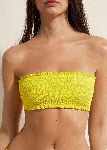 Women's Calzedonia Bandeau Formentera Bikini Tops Yellow | IE1691RW