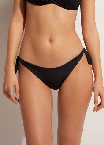 Women's Calzedonia Bow Brazilian Bikini Bottoms Black | IE1297MA