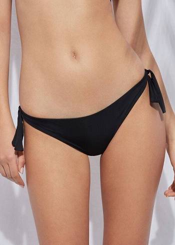 Women's Calzedonia Bow Brazilian Indonesia Eco Bikini Bottoms Black | IE1298QZ