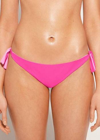 Women's Calzedonia Bow Brazilian Indonesia Eco Bikini Bottoms Pink | IE1301RW