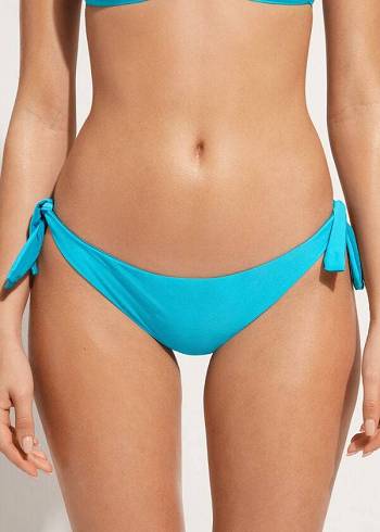 Women's Calzedonia Bow Brazilian Indonesia Eco Bikini Bottoms Turquoise | IE1302TV