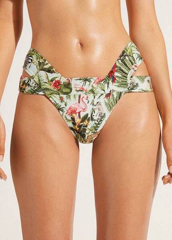 Women's Calzedonia Brazilian Bandeau Nairobi Eco Bikini Bottoms Green | IE1305IS