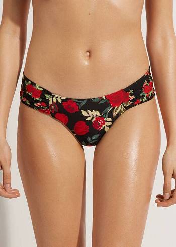 Women's Calzedonia Brazilian Reversible Ruched Nizza Bikini Bottoms Pink / Red | IE1319CE