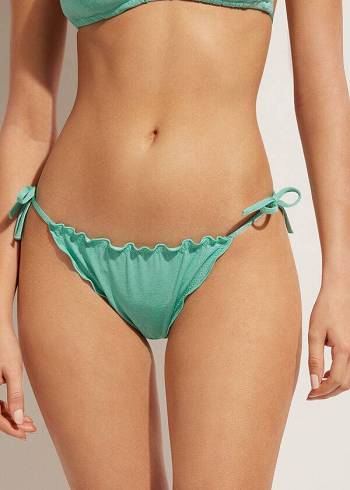 Women's Calzedonia Brazilian String Formentera Bikini Bottoms Green | IE1333PQ