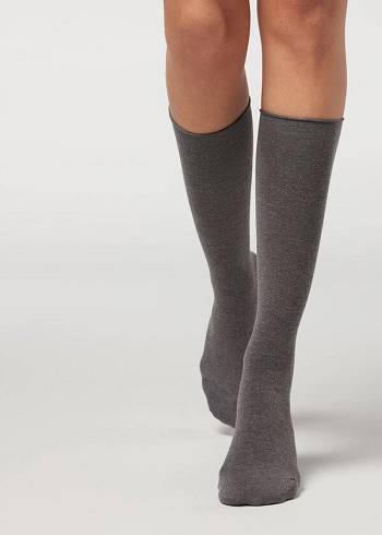 Women's Calzedonia Cashmere Blend 3/4 Long Socks Grey | IE2238TV