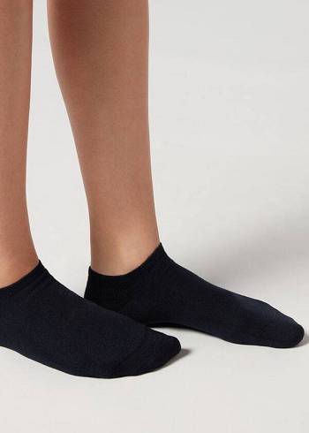 Women's Calzedonia Cashmere Blend No-show Socks Blue | IE2265YU