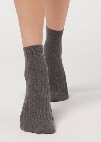 Women's Calzedonia Cashmere Blend Short Socks Grey | IE2352MA