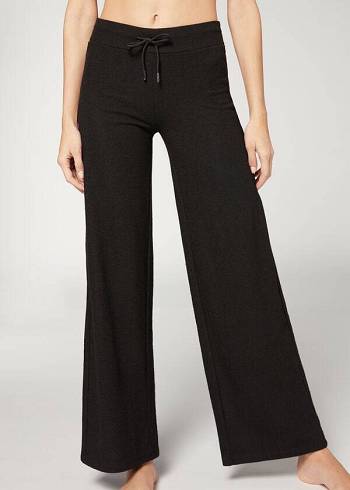 Women's Calzedonia Cashmere Palazzo Leggings Black | IE2625FM