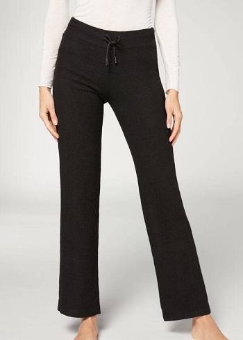 Women's Calzedonia Cashmere Straight Pants Black | IE2720IS