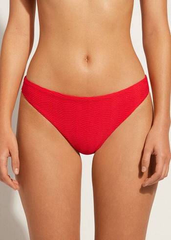 Women's Calzedonia Chevron Casablanca Bikini Bottoms Red | IE1349MA